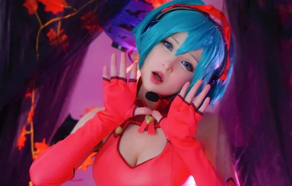 Girl, sexy, Hatsune Miku, cleavage, Vocaloid, blouse, boobs, blue eyes