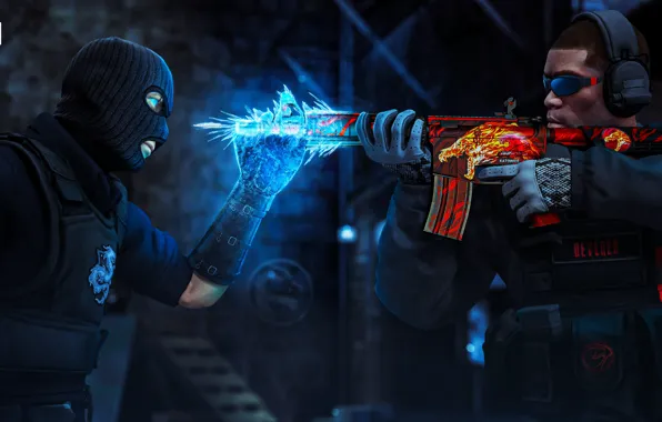 Wallpaper, artwork, csgo, mortal Kombat, m4a4 howl, subzero