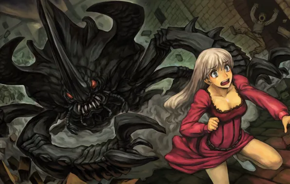 Girl, fear, creature, Dragon's Crown