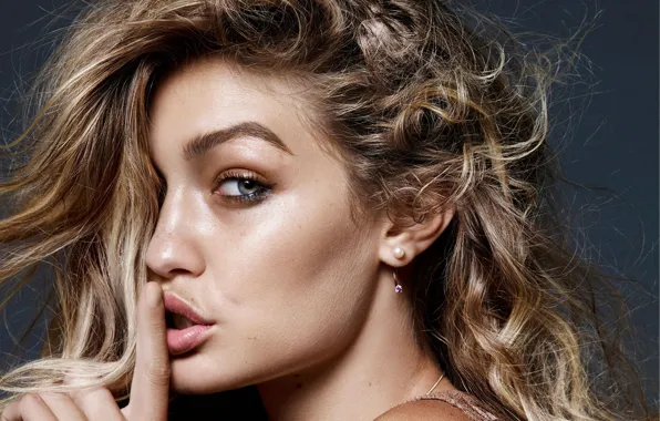 Взгляд, девушка, лицо, модель, волосы, макияж, Vogue, Gigi Hadid