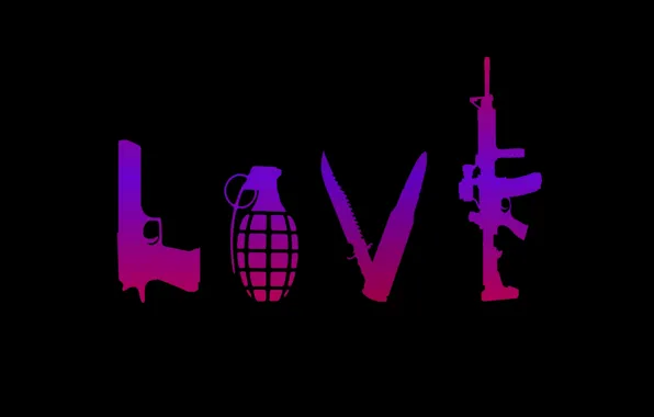 Guns, love, background, gradient