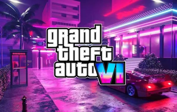 Игра, логотип, Logo, video game, Grand Theft Auto, Rockstar Games, GTA VI, action-adventure