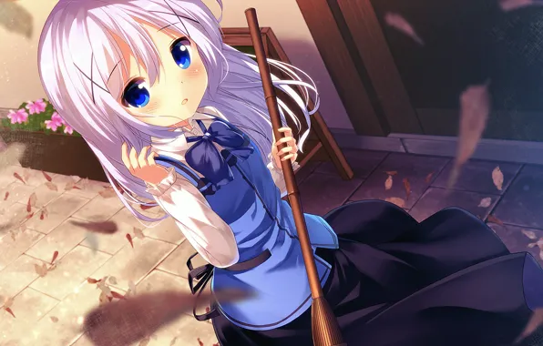 Взгляд, девочка, метла, милашка, Gochuumon wa usagi desu ka?