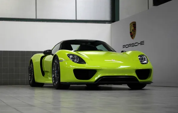 Картинка green, porsche, 918, hybrid, spyder