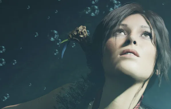 Lara croft, under water, 2018, adventure, shadow of the tomb raider