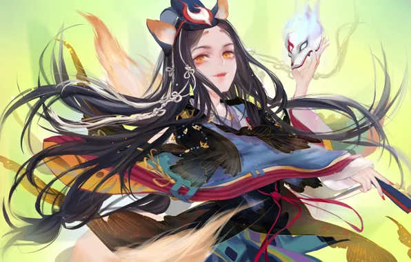 Девушка, аниме, арт, onmyouji