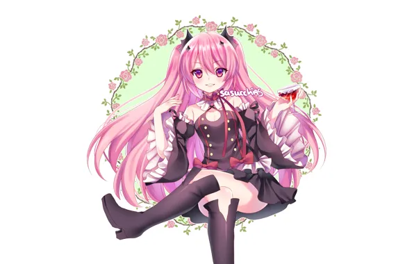 Девушка, цветы, сидит, Owari no Seraph, Последний серафим, вапир, Крул