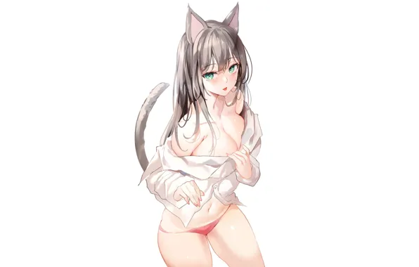Girl, sexy, cleavage, Anime, pussy, boobs, pretty, kitty