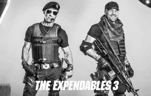 Пистолет, автомат, сильвестр сталлоне, sylvester stallone, randy couture, expendables 3, рэнди кутюр, неудержимые 3