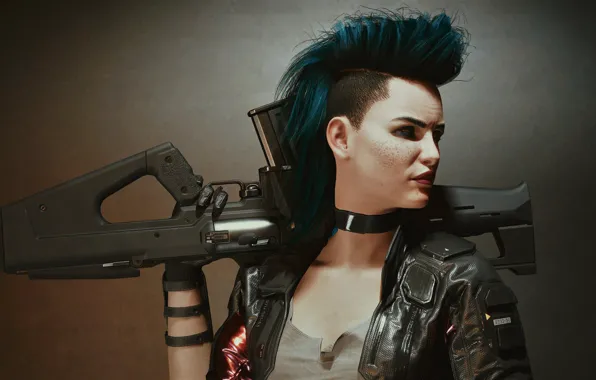 Девушка, оружие, панк, воин, Cyberpunk 2077
