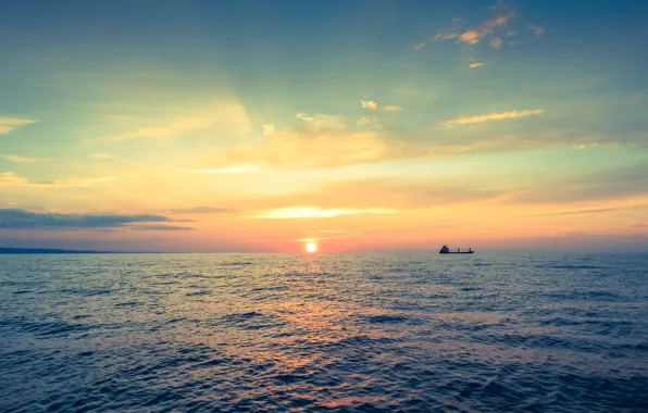 Солнце, свет, Море, закат.