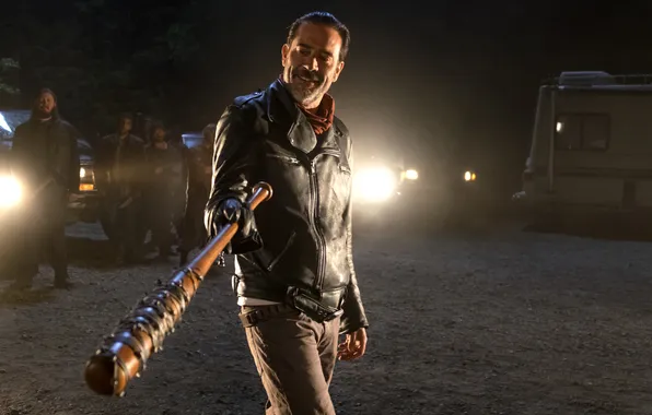 Actor, men, Jeffrey Dean Morgan, smiling, celebrity, standing, leather jacket, beard