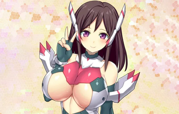 Girl, fantasy, sexy, cleavage, long hair, brown hair, boobs, anime