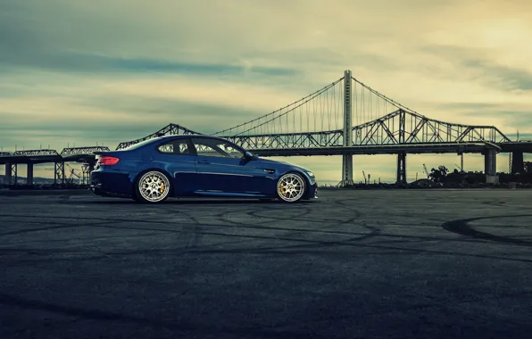 Мост, бмв, BMW, side, blue, E92