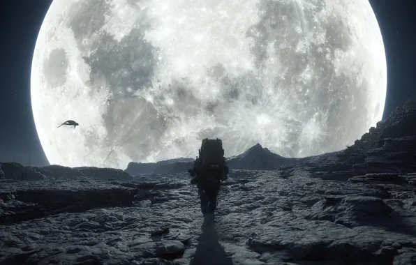 Moon, night, creature, trailer, screenshot, Death Stranding 2, Sam Bridges