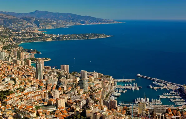 City, wallpaper, sea
