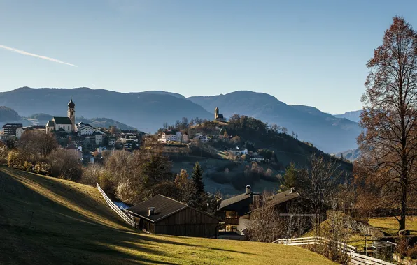 Пейзаж, горы, домик