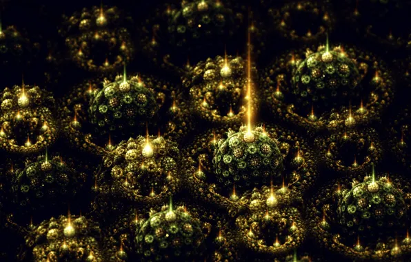 Картинка сувениры, Фрактальное искусство Сильвии Кордедда, зелёный шарики