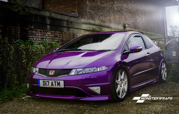 Картинка dark, Honda, purple, Civic, wrap, Gloss, Type