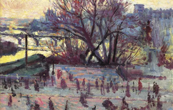 Картина, городской пейзаж, Максимильен Люс, Maximilien Luce, Сена. Вид из Мастерской Писсарро, 1935-37