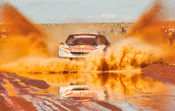 Песок, Спорт, Скорость, Гонка, Грязь, Лужа, Peugeot, Брызги