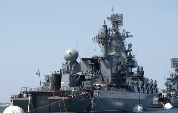 Большой, противолодочный корабль, ВМФ России, рейд, Черноморский флот, &ampquot;Керчь&ampquot;, ракетный крейсер, Гвардейский