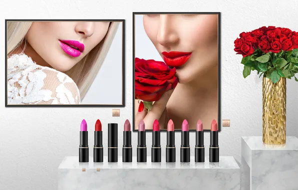 Rose, woman, cosmetics, lip, lipstick, podium