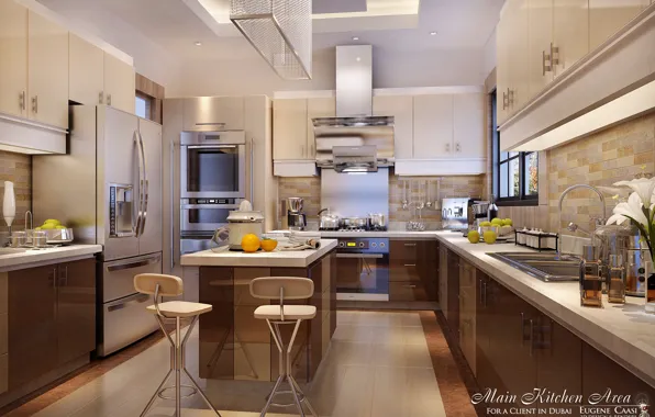 Стол, стулья, кухня, помещение, MAIN KITCHEN AREA