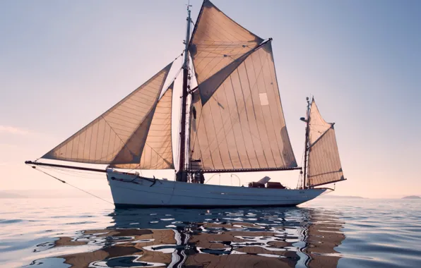 Море, парусник, вечер