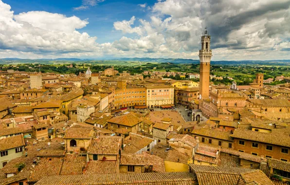 Здания, крыши, Италия, панорама, Italy, Тоскана, Tuscany, Сиена