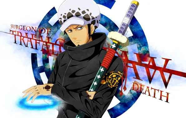 Sword, game, One Piece, blue, anime, ken, blade, captain