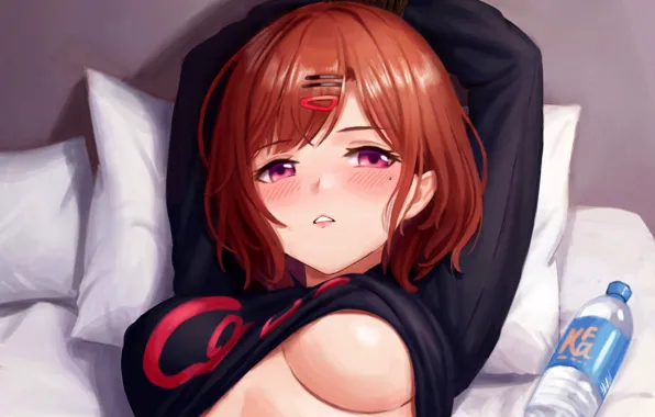 Girl, sexy, red hair, boobs, anime, beautiful, short hair, pretty