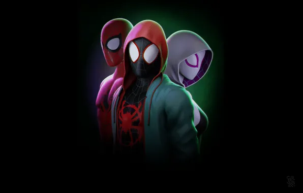 Картинка digital art, Marvel Comics, Spider-Man, Gwen Stacy, simple background, Spider Gwen, sweatshirts, comic art