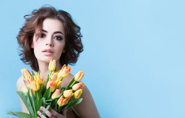 Картинка yellow, flowers, look, female