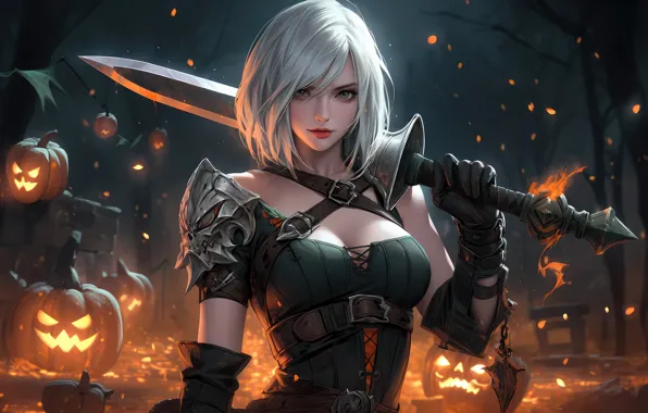 Girl, halloween, beautiful, pretty, lol, ken, blade, league of legends