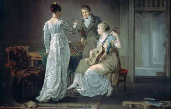 Дерево, масло, картина, Музыка, жанровая, Louis Moritz