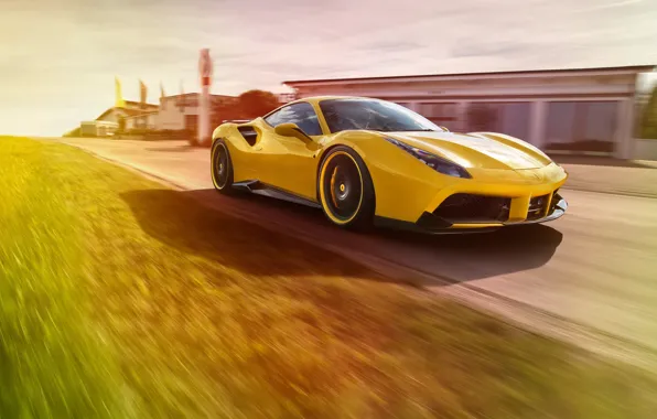 Картинка car, машина, трасса, Ferrari, yellow, speed, track, Rosso