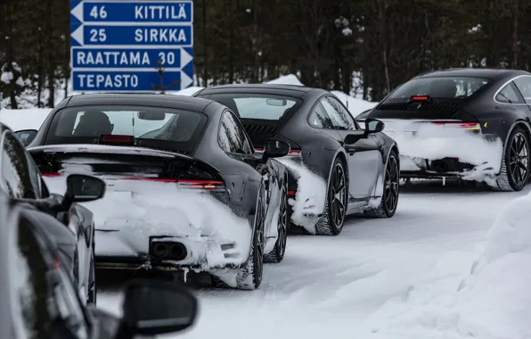 Картинка зима, 911, Porsche, Финляндия, тесты, 992, прототипы