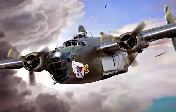 Тяжёлый бомбардировщик, B-24D, ''Super Man'', летал, Луи Замперини, бомбардиром, котором