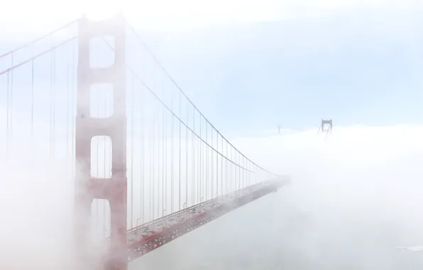 Мост, туман, золотые ворота, сан-франциско