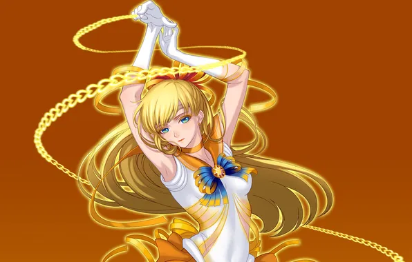 Картинка девушка, желтый, сердечки, форма, sailor venus, Bishoujo senshi sailor moon, Aino Minako
