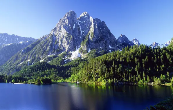 Картинка лес, природа, горное озеро