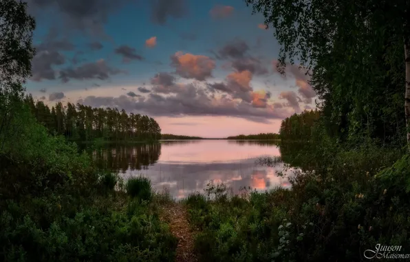 Лес, небо, озеро, Финляндия, Finland, фотограф Juuso Oikarinen, Kierinniemi