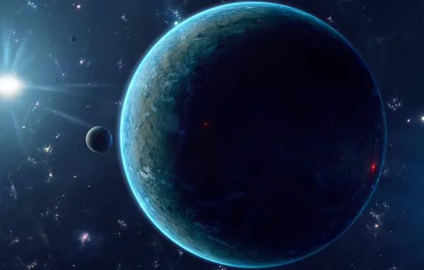 Картинка Planet, blue, darkness, Sci Fi