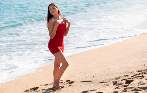 Waves, beach, hot girl, ocean, nature, model, sand, sexy woman