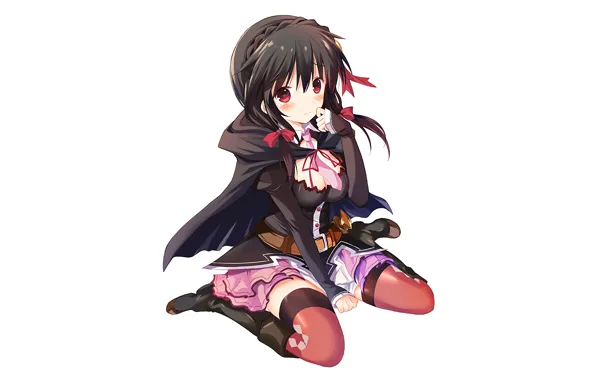 Girl, sexy, cleavage, thighhighs, long hair, dress, boobs, anime