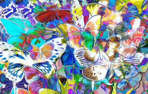Линии, природа, рендеринг, бабочка, цвет, крылья, мотылек