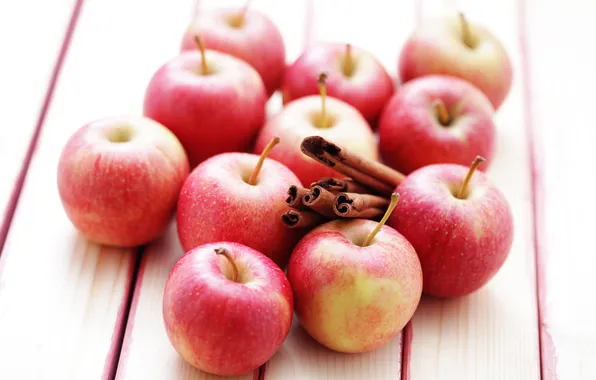 Картинка яблоки, палочки, фрукты, корица