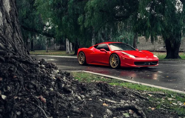 Картинка Ferrari, Red, 458, Front, Tuning, Supercars, Italia, Road