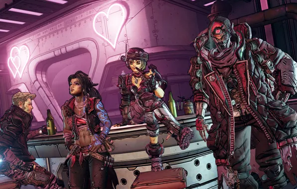 Робот, бар, солдаты, Borderlands 3